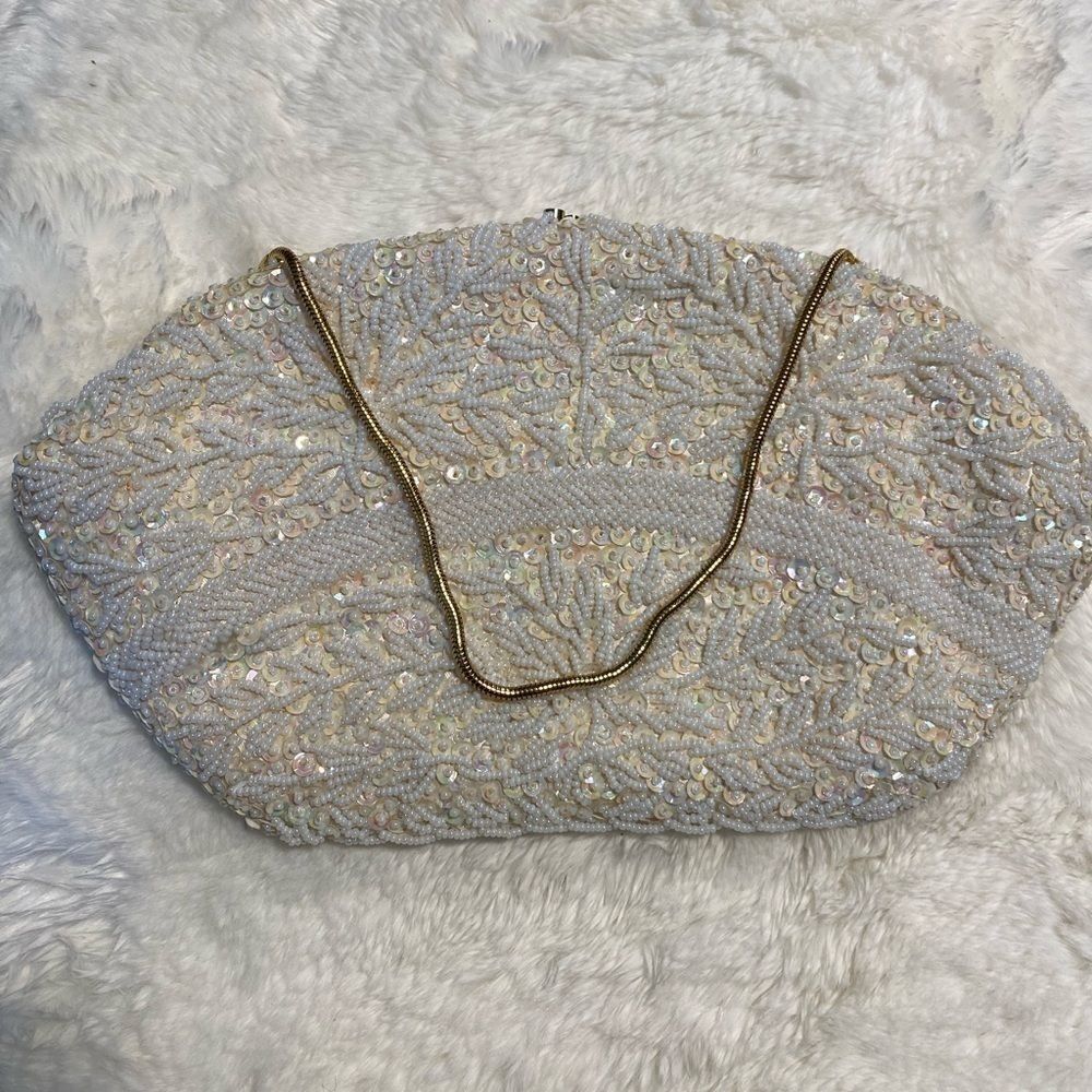Gorgeous vntg Emson Marca white beaded cocktail